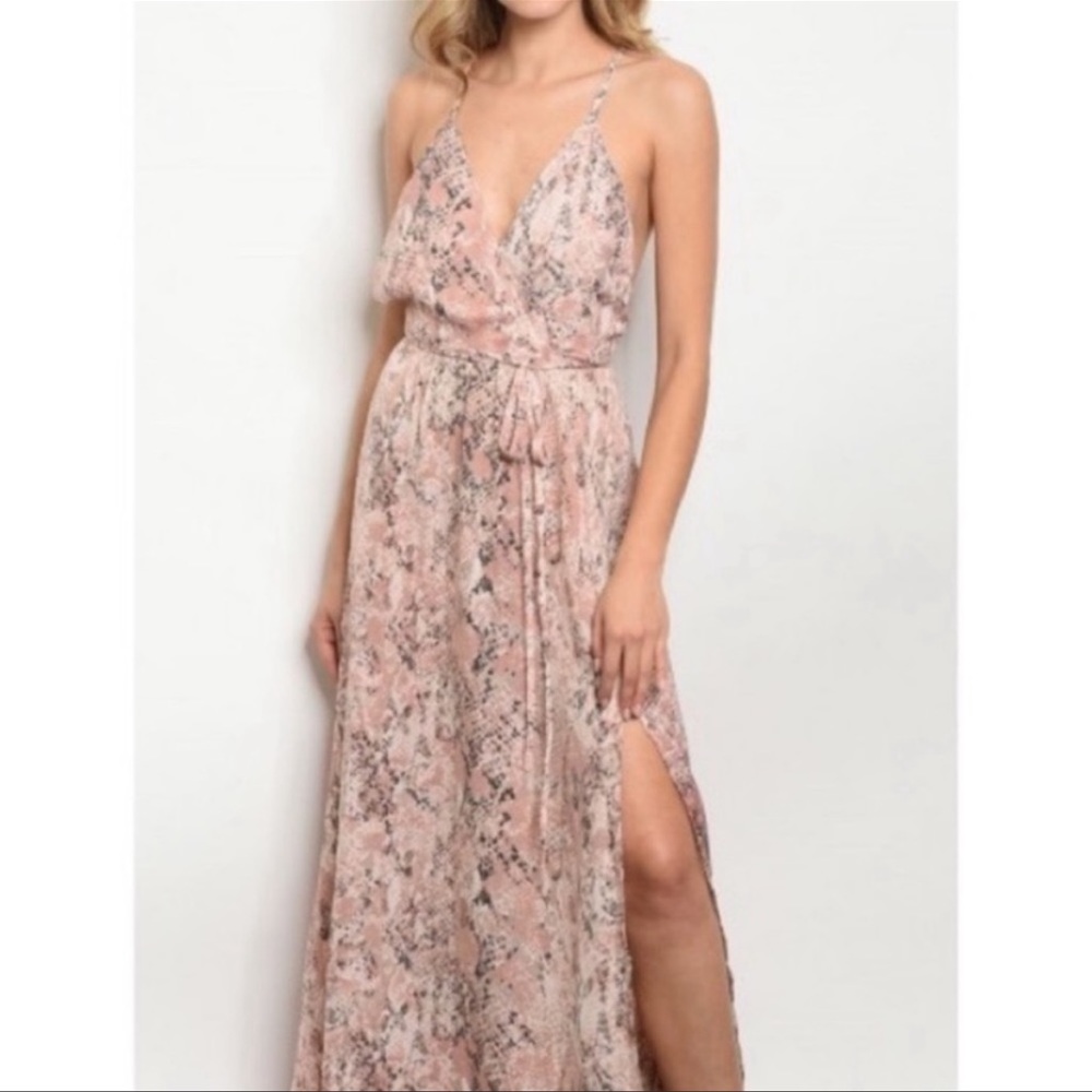 Blush snake print maxi dress